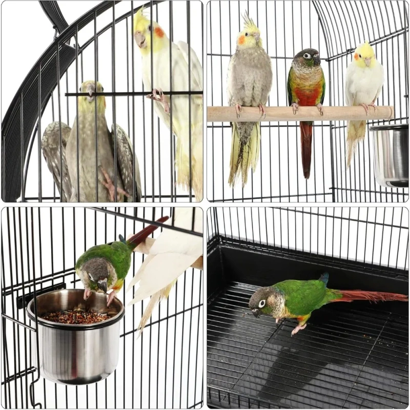 59-Inch Rolling Standing Medium Dome Open Top Bird Cage for Parrots Cockatiels Sun Conures Parakeets Budgies Bird Cage Stand