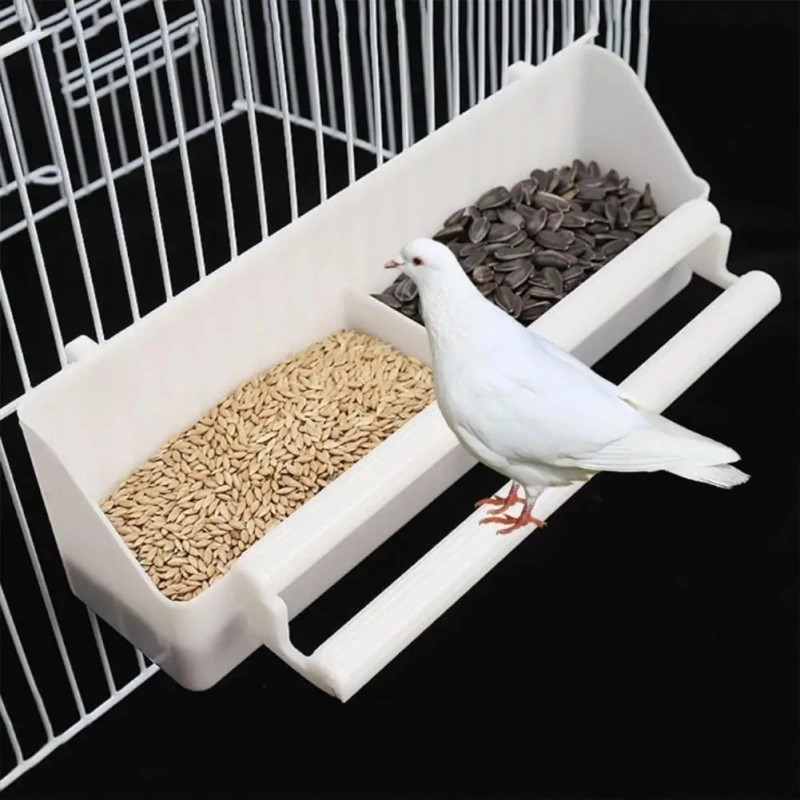 Bird Feeder Bird Food Double Plastic Seed Water Feeder Dispenser Standing Frame Food Feeder Cup for Parrots Bird Cage Bowl