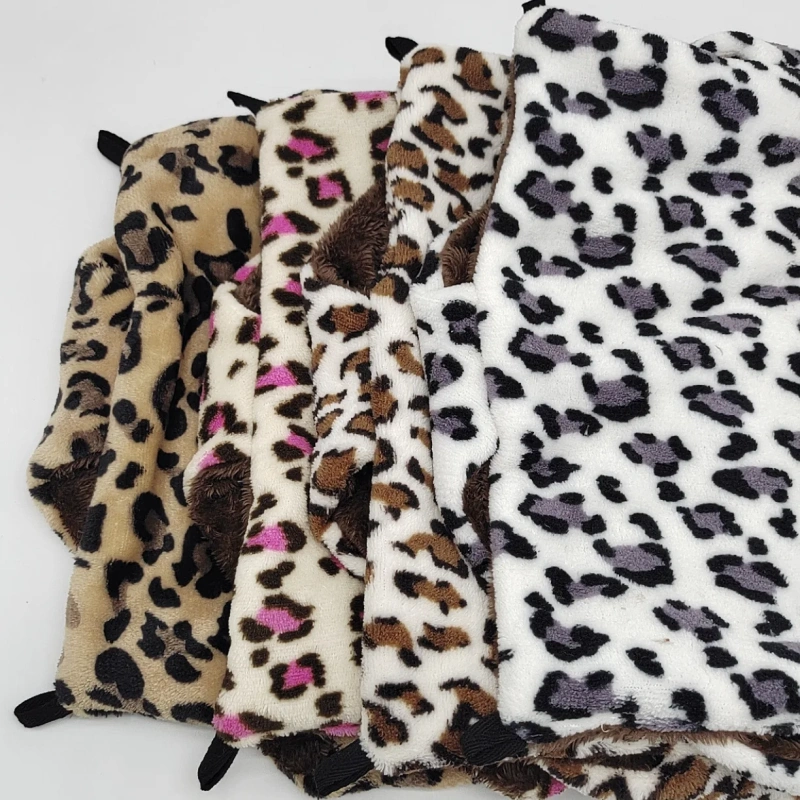 Leopard Print Pet Hammock Double Layer Warm Hamster Cage Plush Small Animals Hanging Bed for Chinchilla Ferret Sleeping Bag Nest