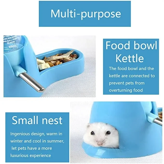 Small Animals Automatic Water Feeder Dispenser Drinking Water Bottle Bowls Dish with Food Container for Hamster Accessories