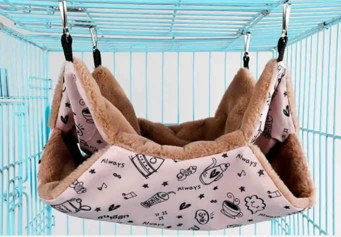 Hammock For Rats Double Thick Plush Warm Bed For Hamster House Nest Sleeping Bag Hanging Tree Beds Guinea Pig Hamster Cage
