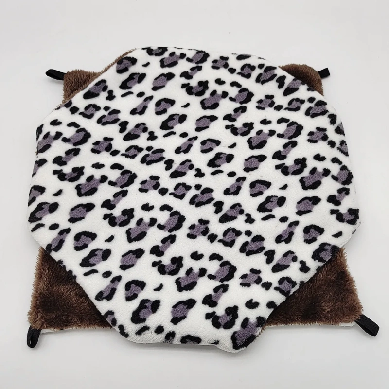 Leopard Print Pet Hammock Double Layer Warm Hamster Cage Plush Small Animals Hanging Bed for Chinchilla Ferret Sleeping Bag Nest