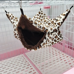 Leopard Print Pet Hammock Double Layer Warm Hamster Cage Plush Small Animals Hanging Bed for Chinchilla Ferret Sleeping Bag Nest