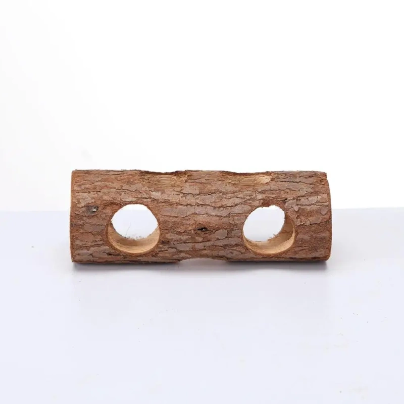 Hamster Natural Wooden Tunnels Tubes Bite-resistant Hideout Tunnel Molar Toy For Indoor Cats Dogs Drop Shipping