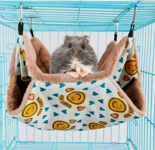 Hammock For Rats Double Thick Plush Warm Bed For Hamster House Nest Sleeping Bag Hanging Tree Beds Guinea Pig Hamster Cage