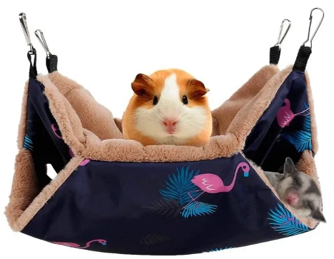 Hammock For Rats Double Thick Plush Warm Bed For Hamster House Nest Sleeping Bag Hanging Tree Beds Guinea Pig Hamster Cage