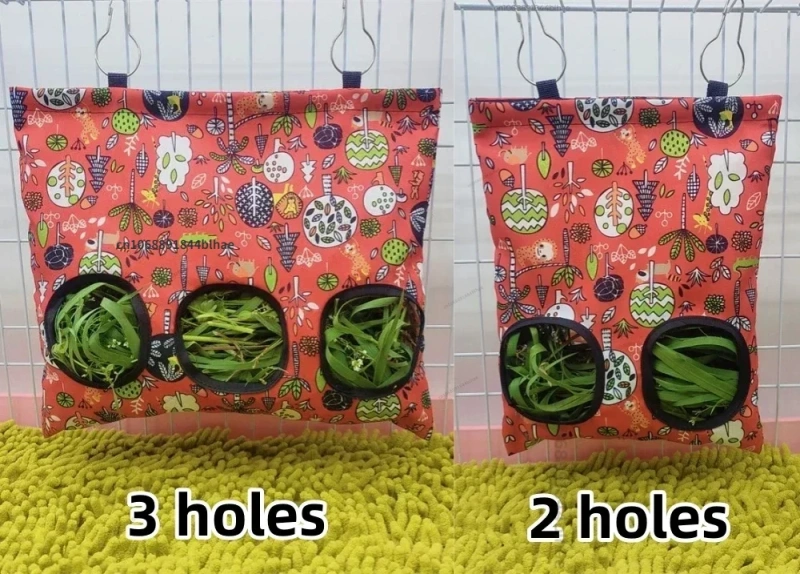Hay Bag Hanging Pouch Feeder Holder Feeding Dispenser Container for Rabbit Guinea Pig Small Animals Pet Bunny Cage Accessories