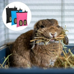 Hay Bag Hanging Pouch Feeder Holder Feeding Dispenser Container for Rabbit Guinea Pig Small Pet Animals Oxford cloth