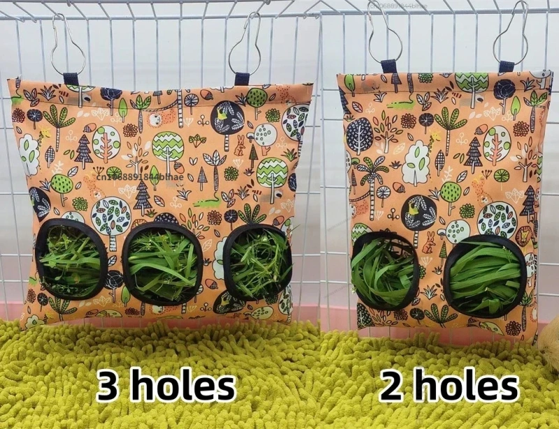 Hay Bag Hanging Pouch Feeder Holder Feeding Dispenser Container for Rabbit Guinea Pig Small Animals Pet Bunny Cage Accessories