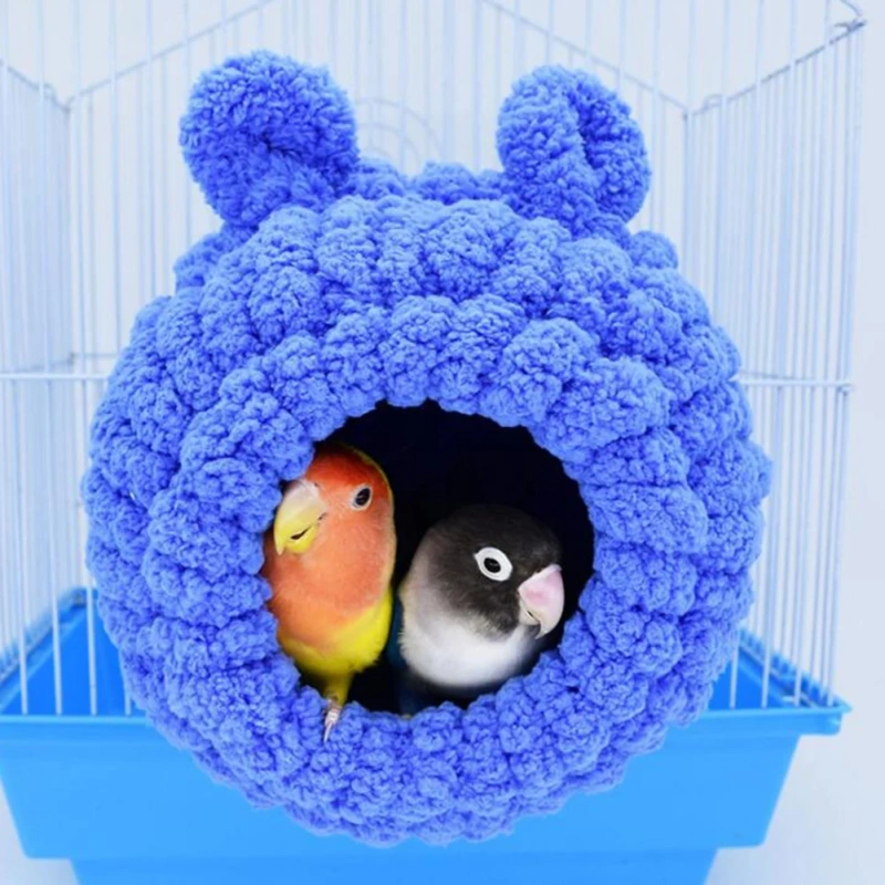 Bird Nest House Sleeping Bed Hanging Snuggle Shed Hut Thick Winter Warm Parrot Nest For Macaws Cockatiel Bird Cages Nests