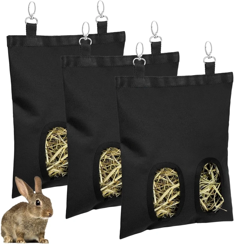 Hay Bag Hanging Pouch Feeder Holder Feeding Dispenser Container for Rabbit Guinea Pig Small Pet Animals Oxford cloth
