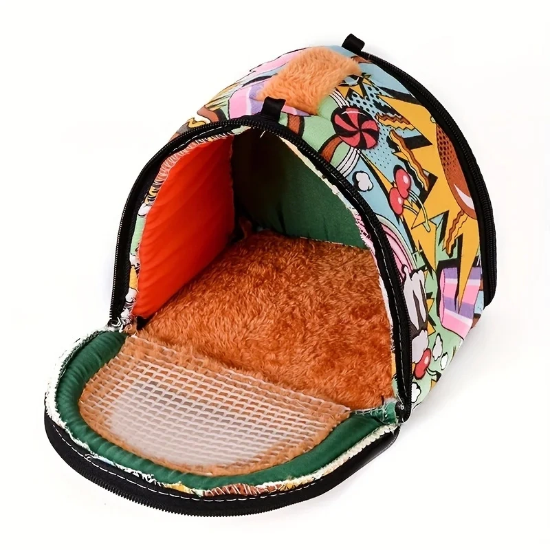 1pc Lovely Cartoon Graphic Small Pet Outing Carrier Bag For Chinchilla, Hamster, Dutch Pig, Hedgehog, Squirrel, Guinea Pig, Parr