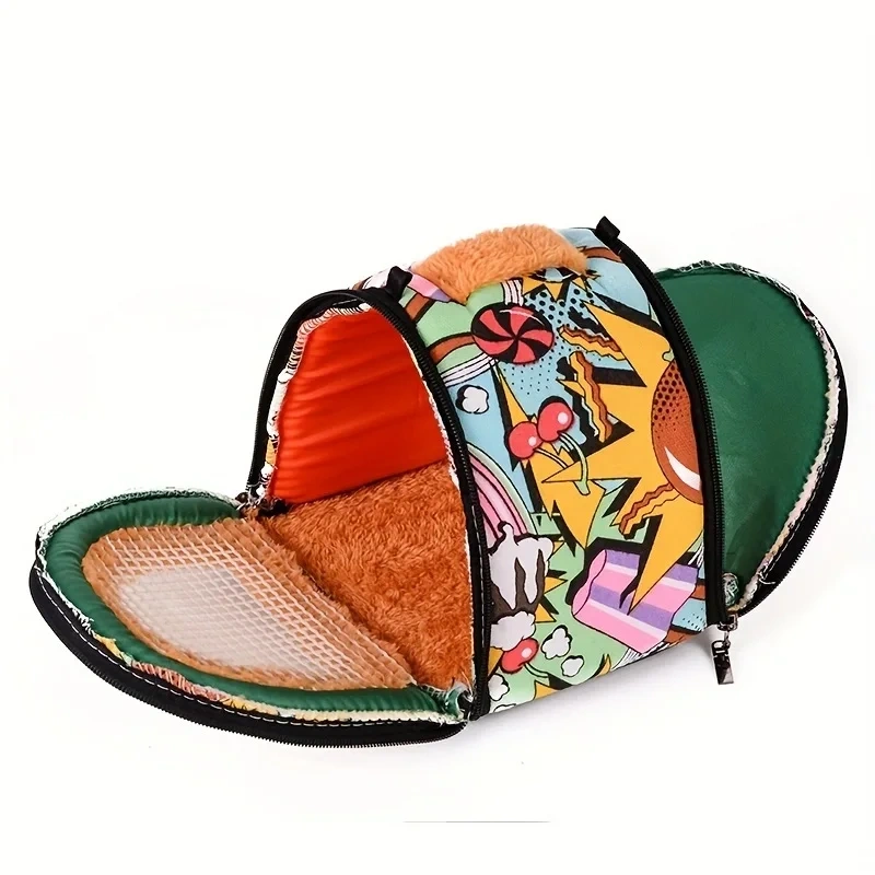 1pc Lovely Cartoon Graphic Small Pet Outing Carrier Bag For Chinchilla, Hamster, Dutch Pig, Hedgehog, Squirrel, Guinea Pig, Parr