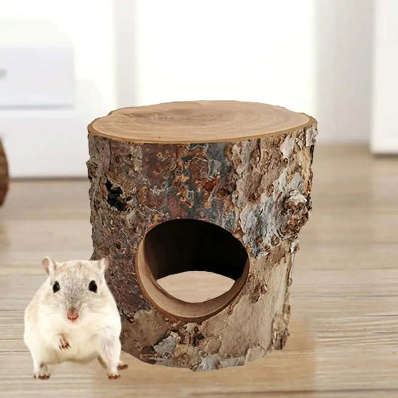 Universal Wooden Mouse Tunnel Tube  Strong Load-bearing Portable Tree Trunk Toy  Wooden Hamster  Hollow Tree Trunk