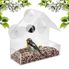 Smart Bird Feeder Acrylic with Camera Bird House Pet Feeder Transparent 1080P HD Easy Installation for Outdoor Garden