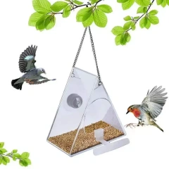 Smart Bird Feeder Acrylic with Camera Bird House Pet Feeder Transparent 1080P HD Easy Installation for Outdoor Garden