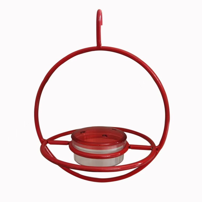 Circular Hanging Hummingbird Feeder with Red Glass Bowl Hummingbird Drinker Feeder for Outside Garden Backyard Patio Deck