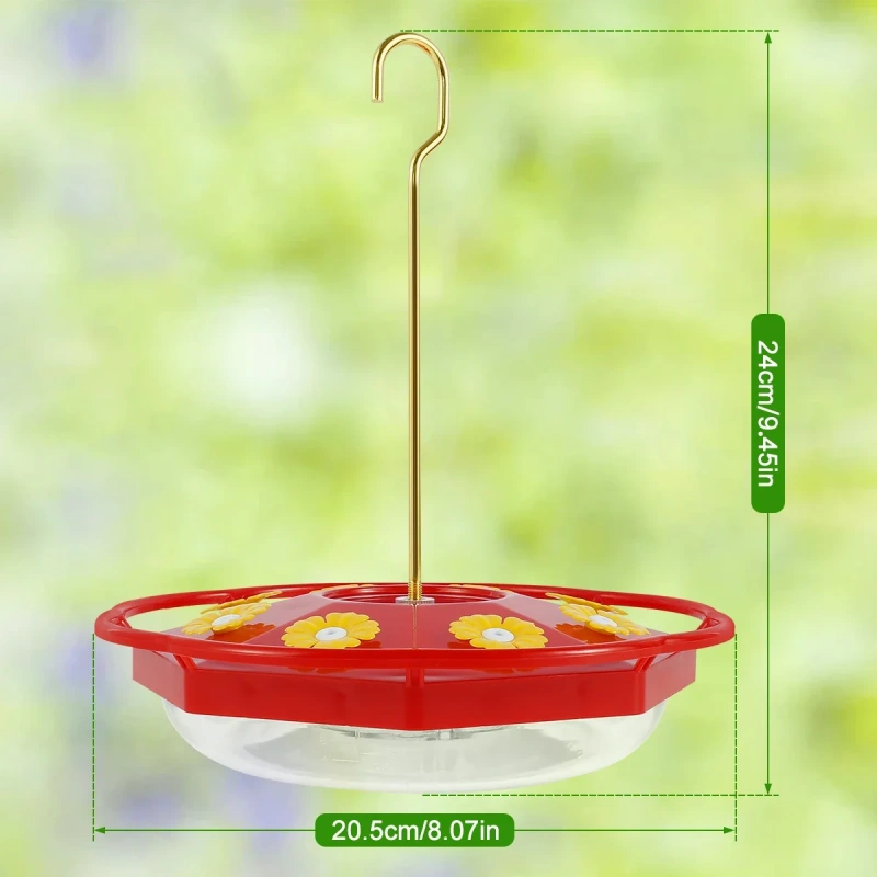 Hummingbird Feeder with 8 Feeding Hanging Bird Feeder Ant and Bee Proof Flower Shape Hummingbird Feeder for Garden Outdoor