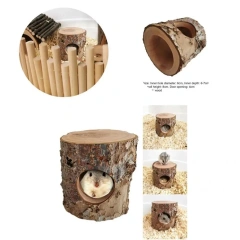 Universal Wooden Mouse Tunnel Tube  Strong Load-bearing Portable Tree Trunk Toy  Wooden Hamster  Hollow Tree Trunk