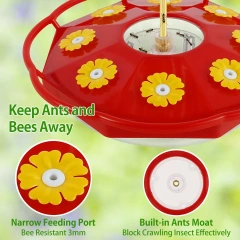 Hummingbird Feeder with 8 Feeding Hanging Bird Feeder Ant and Bee Proof Flower Shape Hummingbird Feeder for Garden Outdoor