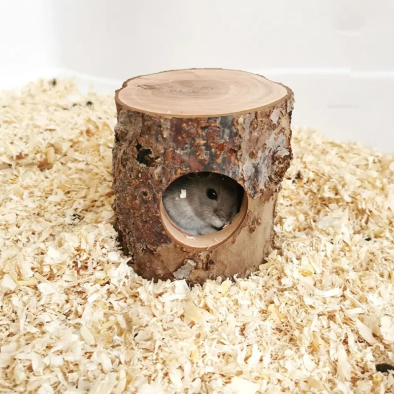 Universal Wooden Mouse Tunnel Tube  Strong Load-bearing Portable Tree Trunk Toy  Wooden Hamster  Hollow Tree Trunk