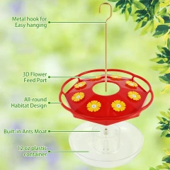 Hummingbird Feeder with 8 Feeding Hanging Bird Feeder Ant and Bee Proof Flower Shape Hummingbird Feeder for Garden Outdoor