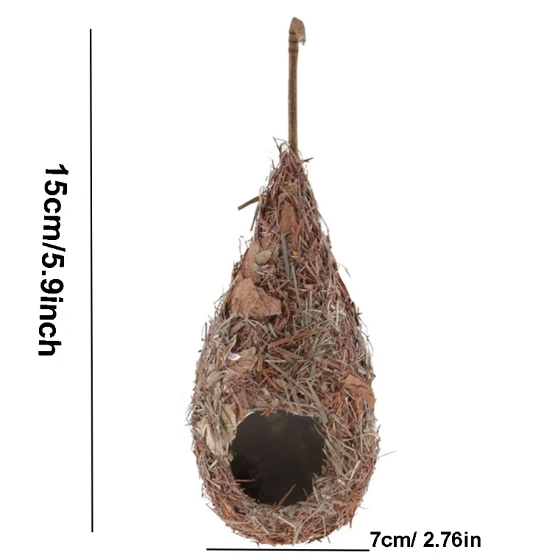 1PC Bird House Natural Grass Hummingbird Bird Nest Fiber Hand-Woven Roosting Nest Bird Hut for Yard Decoration