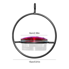 Circular Hanging Hummingbird Feeder with Red Glass Bowl Hummingbird Drinker Feeder for Outside Garden Backyard Patio Deck