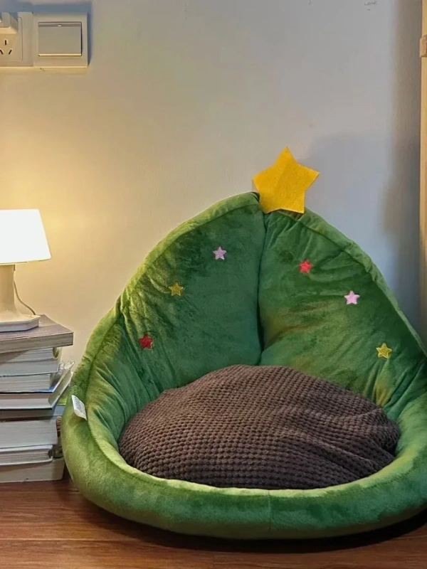 Cats Bed Plush Dog Warm Basket Christmas for Winter Accessories Houses Cushions Things Pet Supplies All Products House Accessory
