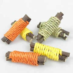 3 Pcs/Set Rabbit Chew Toy Organic Natural Apple Wood Grass Cake Pet Bunny Teeth Grinding Toy for Guinea Pigs Hamsters D9124