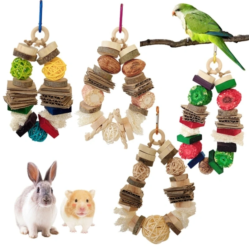 Bird Chewing Toy Natural Wood Stand Parrot Toy Bite Resistant Cockatiels Parakeet Training Toy Bird Accessories Cage Y5GB