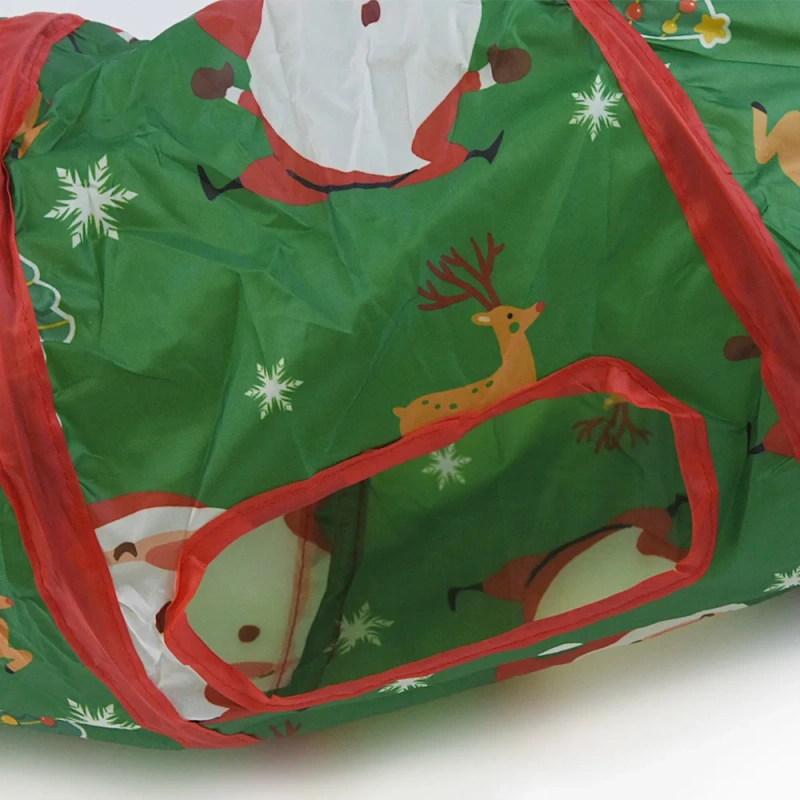 Christmas S-shaped Cat Tunnel Runway Santa Claus Christmas Tree Toy Foldable Design Convenient Storage Durable Wear Resistant