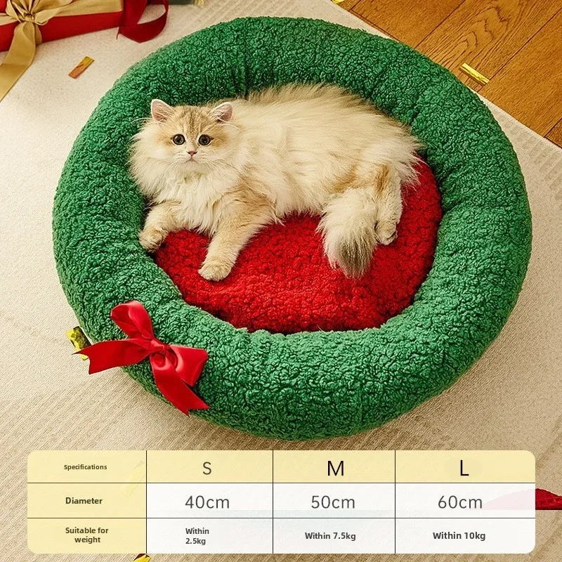 Christmas Tree Triangle Nest Cat and Dog Nest Semi Closed Cat Hole Christmas Sock Nest New Year Pet Warm Bed Cat House Dog Bed