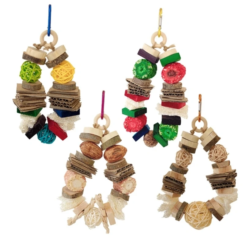 Bird Chewing Toy Natural Wood Stand Parrot Toy Bite Resistant Cockatiels Parakeet Training Toy Bird Accessories Cage Y5GB