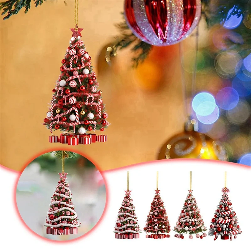 Christmas Tree Pendant Christmas Tree Holiday Decoration Outdoor Acrylic Flat Christmas Decorations Home Decoration