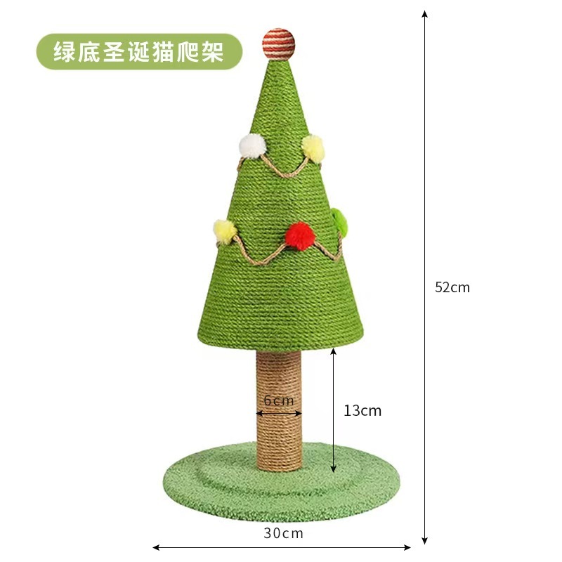 Cat Tree Tower Christmas Tree Cat Tower Sisal Cat Scratching Post with Ball Cat Scratching Board Christmas Gift for Indoor Cat