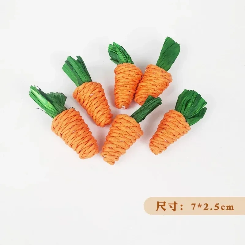 1pc Hamster Rabbit Chew Toy Bite Grind Teeth Toy Corn Carrot Woven Balls for Tooth Cleaning Radish Molar Toys funny Pet Supplies