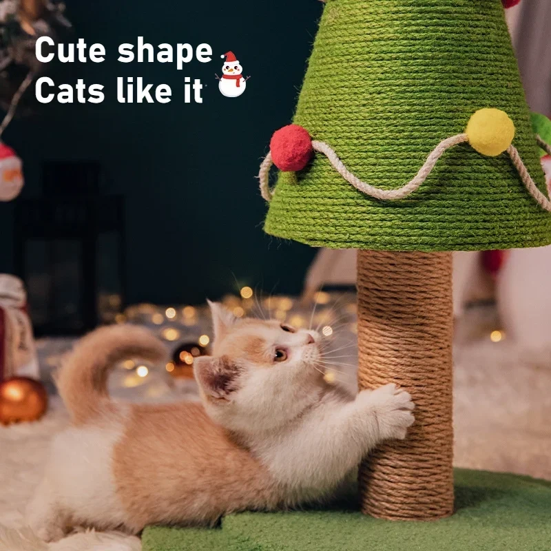 Cat Tree Tower Christmas Tree Cat Tower Sisal Cat Scratching Post with Ball Cat Scratching Board Christmas Gift for Indoor Cat