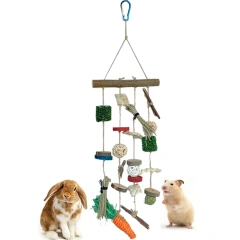 Pet Hanging Teething Chew Toy Bite-resistant Wood Branch Rattan Grass Ball Set For Cat Rabbit Hamster Accessories Pet Supplies