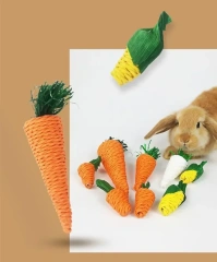 1pc Hamster Rabbit Chew Toy Bite Grind Teeth Toy Corn Carrot Woven Balls for Tooth Cleaning Radish Molar Toys funny Pet Supplies