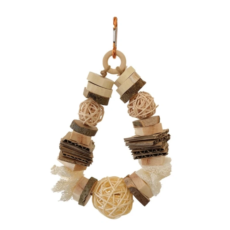 Bird Chewing Toy Natural Wood Stand Parrot Toy Bite Resistant Cockatiels Parakeet Training Toy Bird Accessories Cage Y5GB