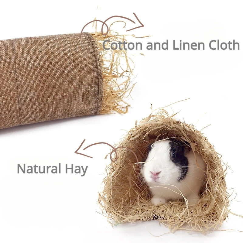 Rabbit Hideaway Toy Animal Grass Straw Bunny Tunnel Toy Breathable Guinea Pig Tunnel Hamster Accessories туннель для хомяка