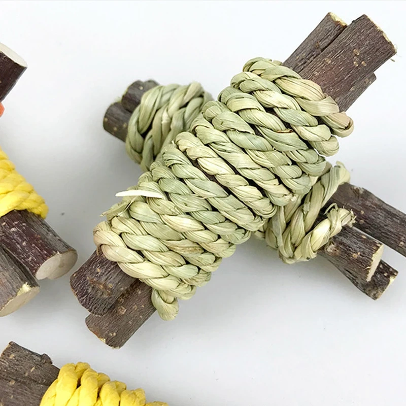 3 Pcs/Set Rabbit Chew Toy Organic Natural Apple Wood Grass Cake Pet Bunny Teeth Grinding Toy for Guinea Pigs Hamsters D9124