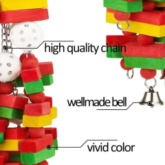 Bird Chewing Toy Parrot Cage Bite Toy Pet Supplies Cockatoos African Grey Macaws Large Bird Parrot Toy Wooden Blocks