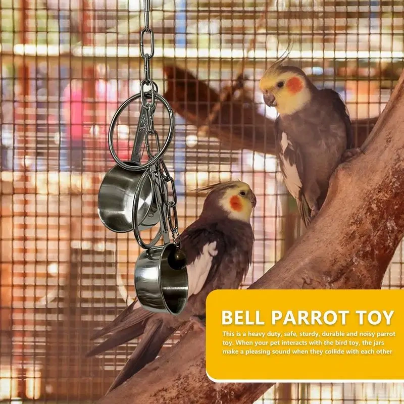 Stainless Steel Bird Toys Stainless Steel Small Bird Toys Hang Bell Ornaments Pet Parrot Bell Toy Bird Chewing Toy With Sweet