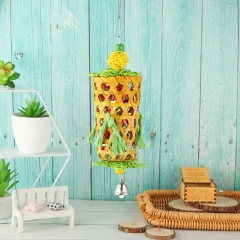 Natural Bamboo Rattan/Paper Weaving Cage Pet Bird Chewing Toys Parrot Cage Foraging Shredder Home Hanging Decoration