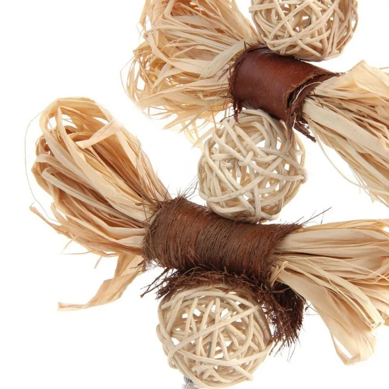 Natural Parrot Chew Toy for Pet Bird Macaw Parakeet Lovebird Bite Swing Cage Toy Loofah Vine Ball Cage Bird Hanging Accessories
