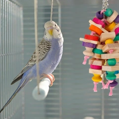 Parrot Chew Toys Bird Parrot Hanging Bite Wooden Blocks Cage Fun Toy for Chewing Climbing Biting Wooden Knots Chewing Toys