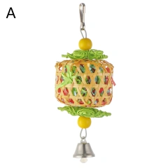 Natural Bamboo Rattan/Paper Weaving Cage Pet Bird Chewing Toys Parrot Cage Foraging Shredder Home Hanging Decoration