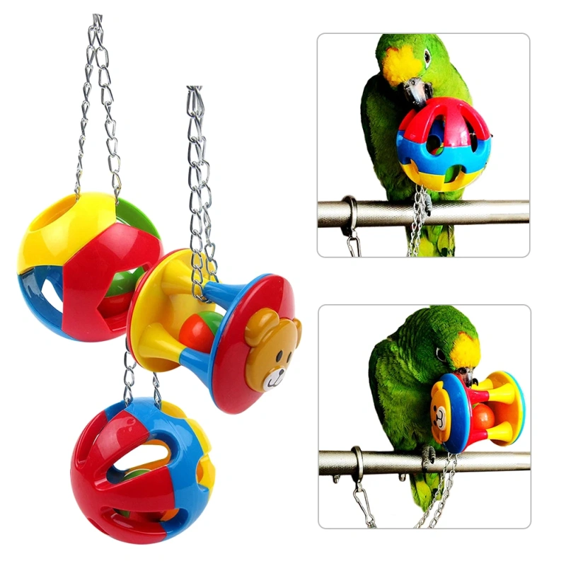 Cute Pet Bird Plastic Chew Ball Chain Cage Toy for Parrot Cockatiel Parakeet